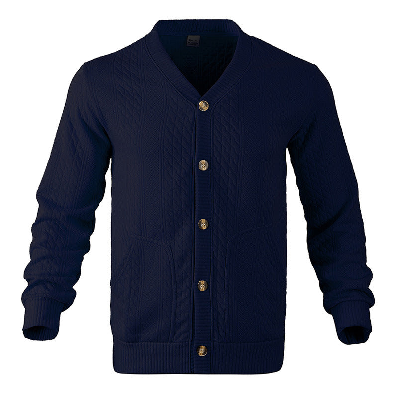 Herren Strickjacke mit strukturierter Oberfläche und praktischen Taschen Heidi-Mode