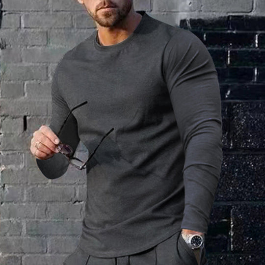 Herren hochwertiges Langarmshirt mit stylishem Rundhalsund und weicher Baumwollmischung Heidi-Mode