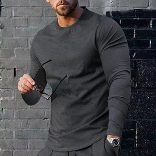Herren hochwertiges Langarmshirt mit stylishem Rundhalsund und weicher Baumwollmischung Heidi-Mode