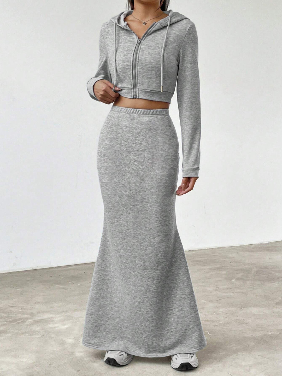 Damen Hoodie und Maxi-Rock Set Heidi-Mode