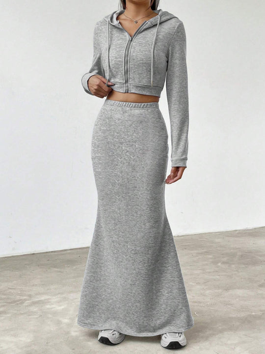 Damen Hoodie und Maxi-Rock Set Heidi-Mode