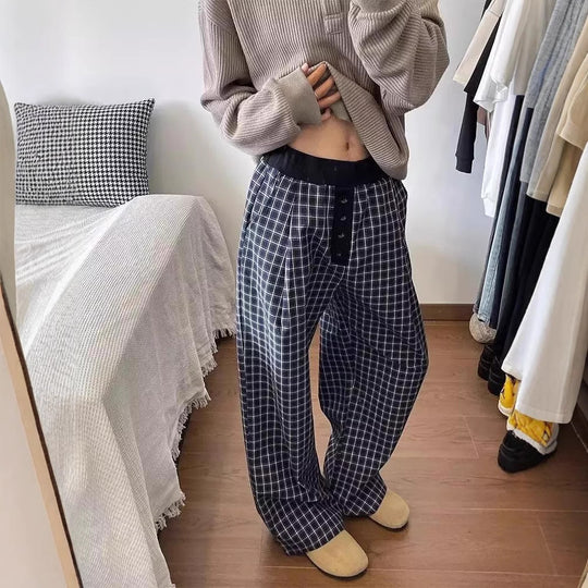 Damen Karottenhose aus weichem Material mit modischem Karo-Design Heidi-Mode