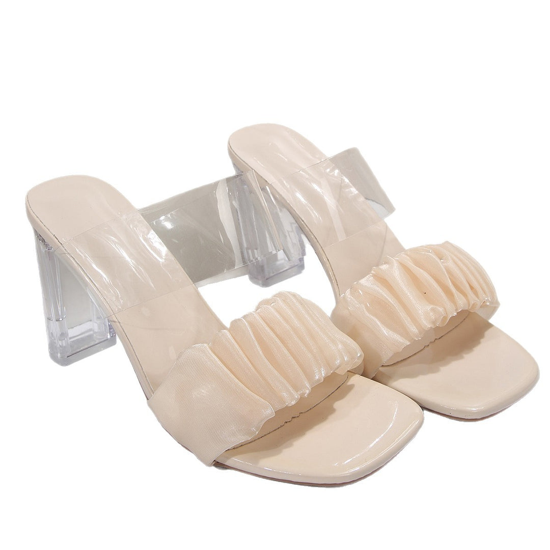 Damen Elegante und transparente Heels mit auffälliger Faltendekoration Heidi-Mode