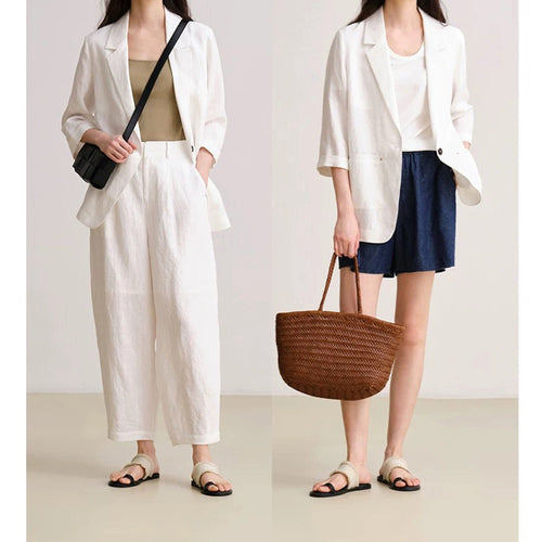 Damen weite Bundfaltenhose aus leichtem Stoff mit elegantem Fall Heidi-Mode