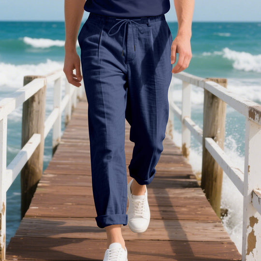 Herren lockere Sommerhose mit verstellbarem Kordelzug und atmungsaktiven Eigenschaften Heidi-Mode