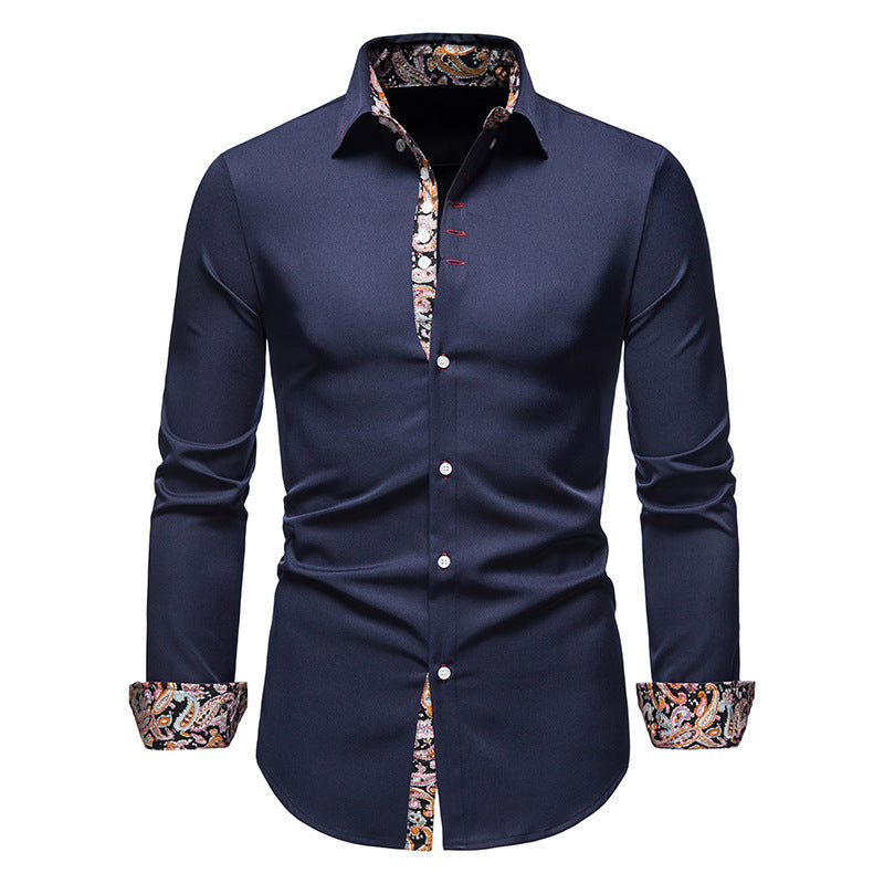 Herren elegantes Langarmhemd mit auffälligem Paisley-Muster Heidi-Mode
