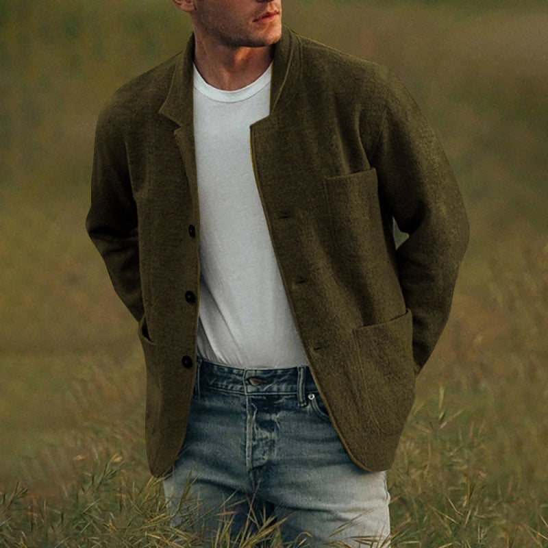 Herren lässige Wolljacke mit modernem Schnitt und praktischen Taschen Heidi-Mode