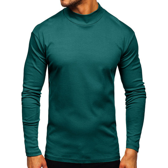 Herren Langarmshirt mit Stehkragen aus hochwertigem Material Heidi-Mode