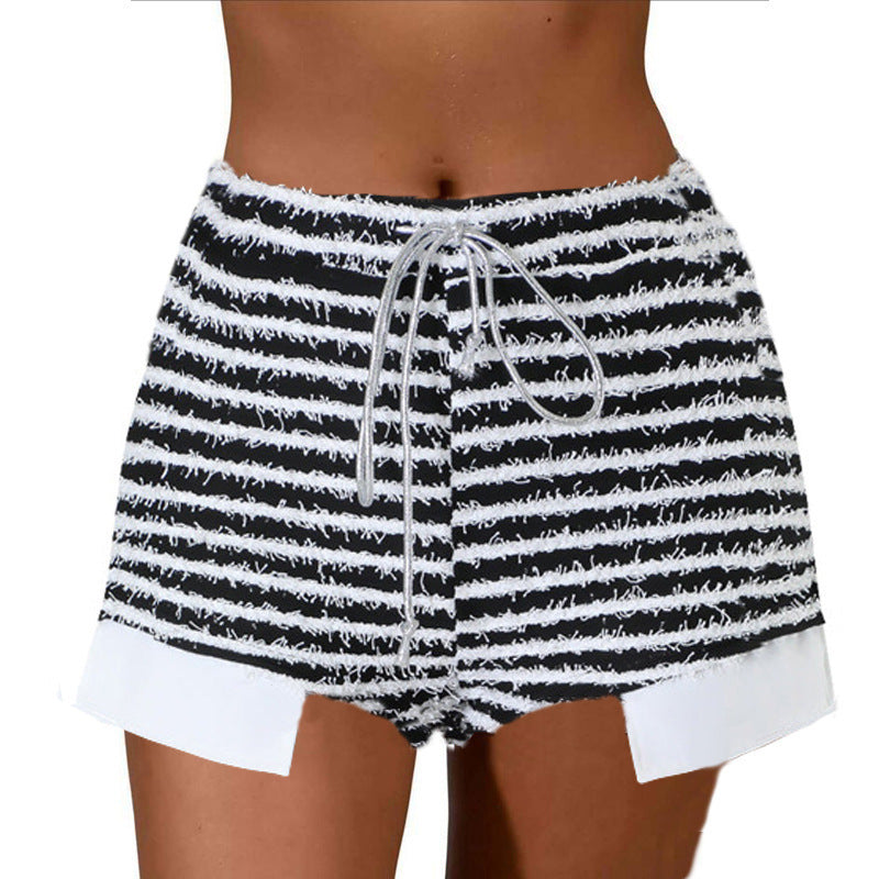 Damen Hochwertige Strandshorts mit festem Bund und modischem Streifenmuster Heidi-Mode