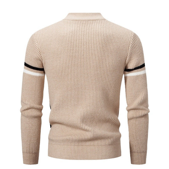 Herren Strickpullover mit modernem Farbblockdesign und hohem Kragen Heidi-Mode