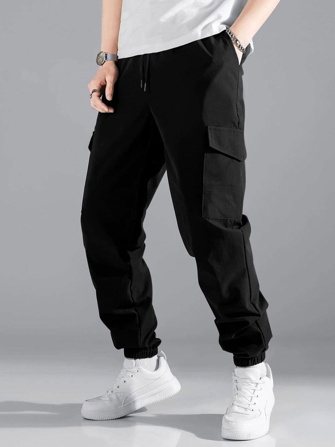 Herren Cargo-Hose mit elastischem Bund und multifunktionalen Taschen Heidi-Mode