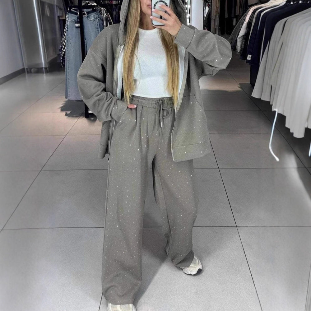 Damen Sportliches Sweat-Outfit mit Kapuze und weiter Passform Heidi-Mode
