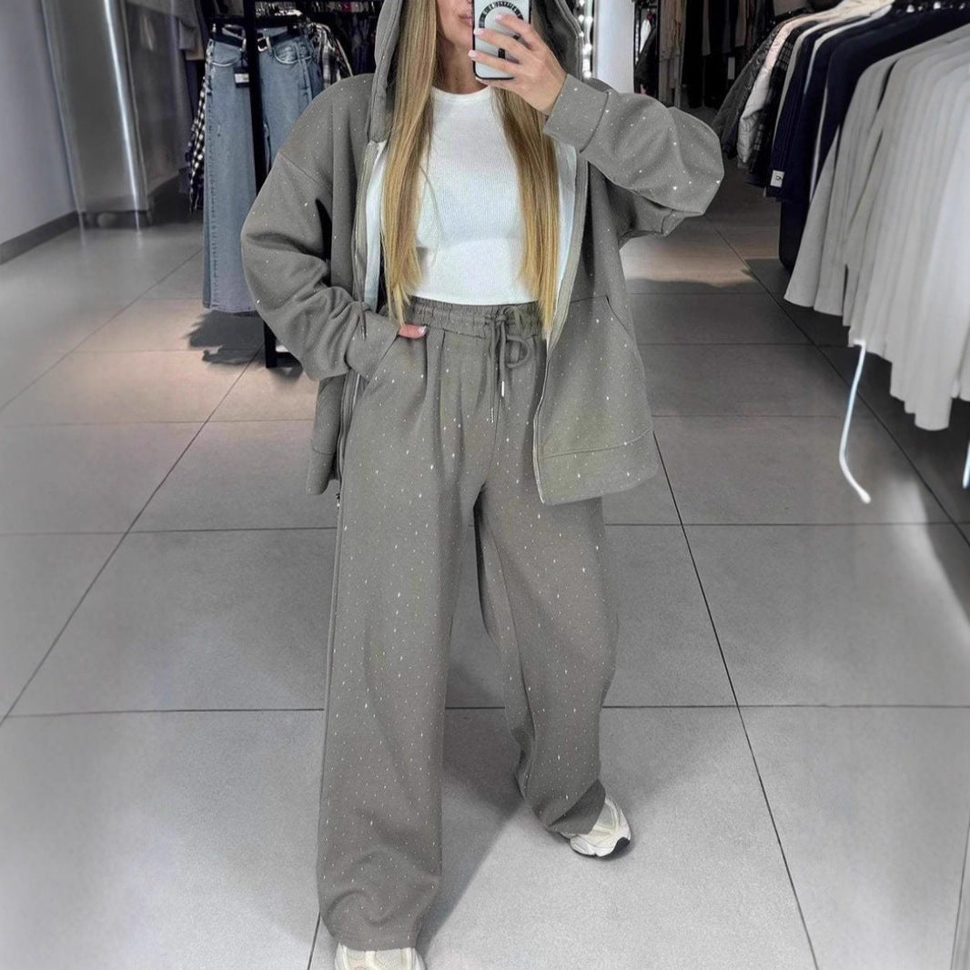 Damen Sportliches Sweat-Outfit mit Kapuze und weiter Passform Heidi-Mode