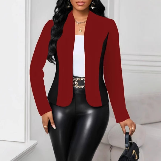 Damen moderne Blazerjacke mit farblich abgesetzten Einsätzen Heidi-Mode