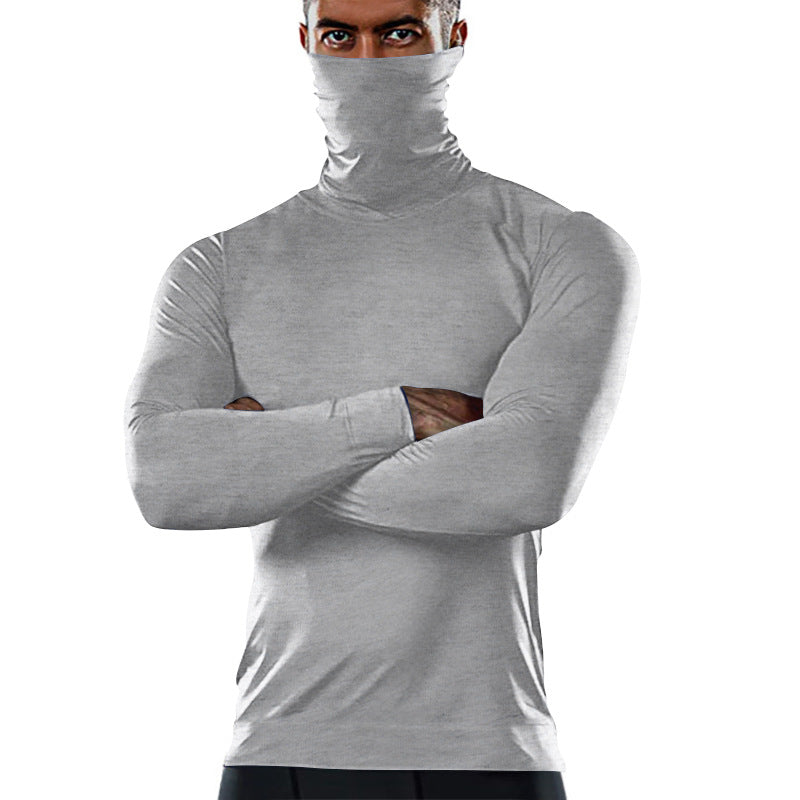 Herren funktionales Langarmshirt mit hohem Kragen und feuchtigkeitsregulierendem Material Heidi-Mode