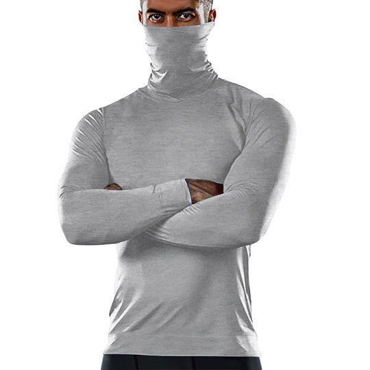 Herren funktionales Langarmshirt mit hohem Kragen und feuchtigkeitsregulierendem Material Heidi-Mode