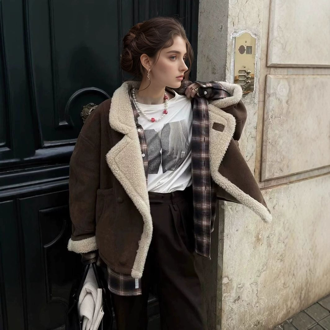 Damen Oversized-Winterjacke mit Plüsch Heidi-Mode