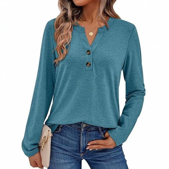 Damen Langarmshirt mit Knopfdetails Heidi-Mode