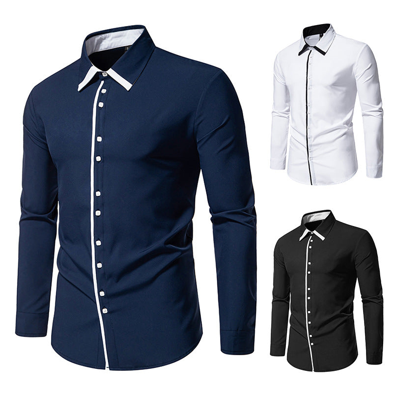 Herren elegantes Slim-Fit Hemd mit kontrastierendem Kragen und hochwertigen Stoffdetails Heidi-Mode