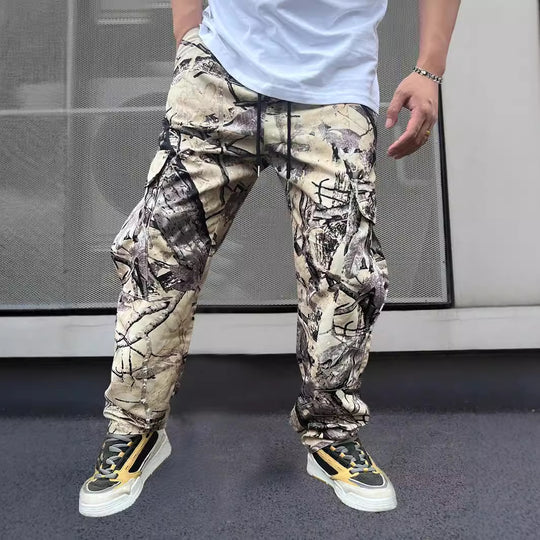 Herren Cargo-Hose im modernen Camouflage-Design mit elastischem Bund und mehreren Taschen Heidi-Mode