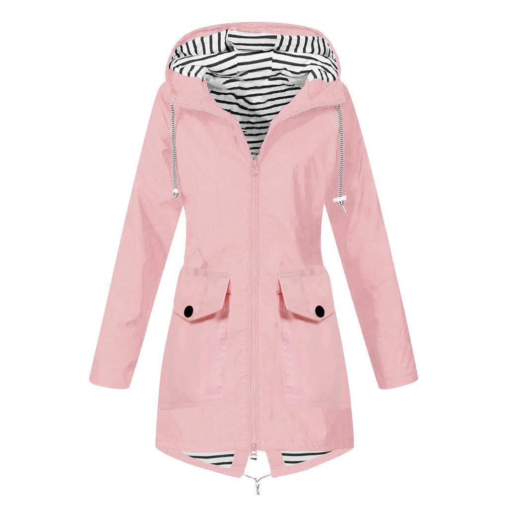 Damen Outdoor-Jacke mit verstellbarem Kapuzenkragen und dekorativen Taschen Heidi-Mode