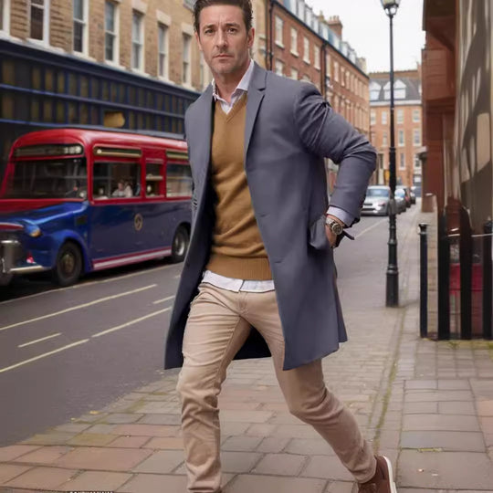 Herren eleganter Mantel mit hochwertigen Details Heidi-Mode