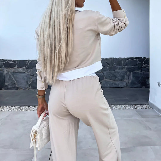 Damen Lässiges Freizeit-Set mit komfortablem Oberteil und weit geschnittenen Hosen Heidi-Mode