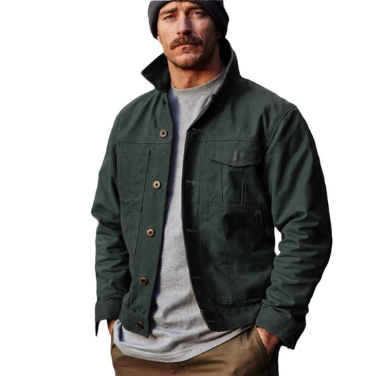 Herren leichte Utility-Jacke mit praktischen Taschen und stylischem Stehkragen Heidi-Mode