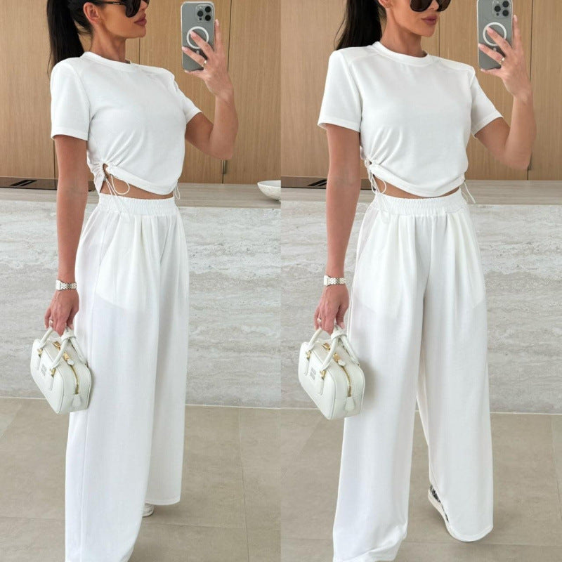 Damen Cropped Drawstring Lounge Set Heidi-Mode