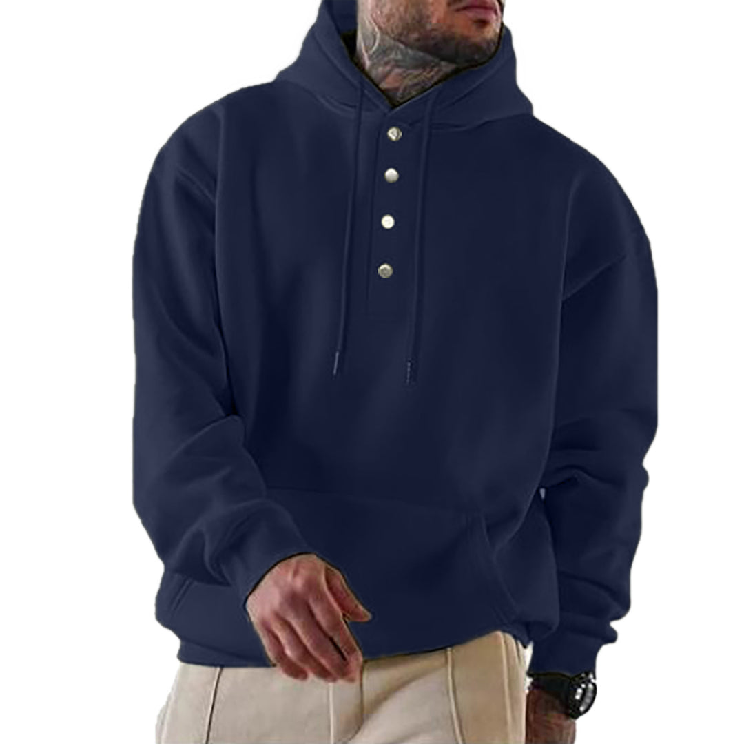 Herren Kapuzenpullover mit modischen Druckknöpfen Heidi-Mode