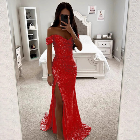 Damen Abendkleid mit schimmernden Pailletten Heidi-Mode