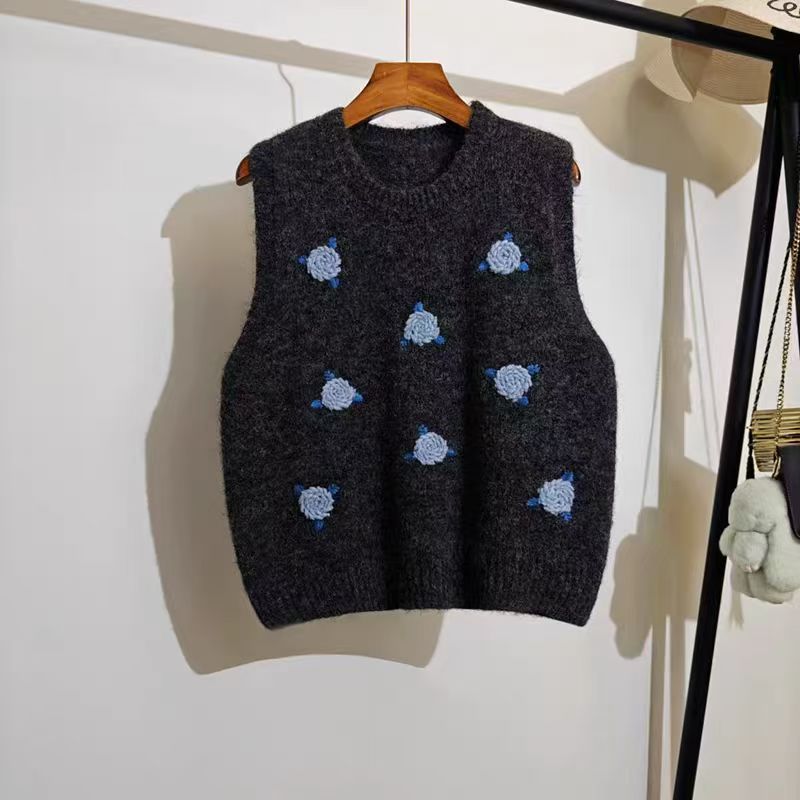 Damen Strickpullover mit floralem Muster Heidi-Mode