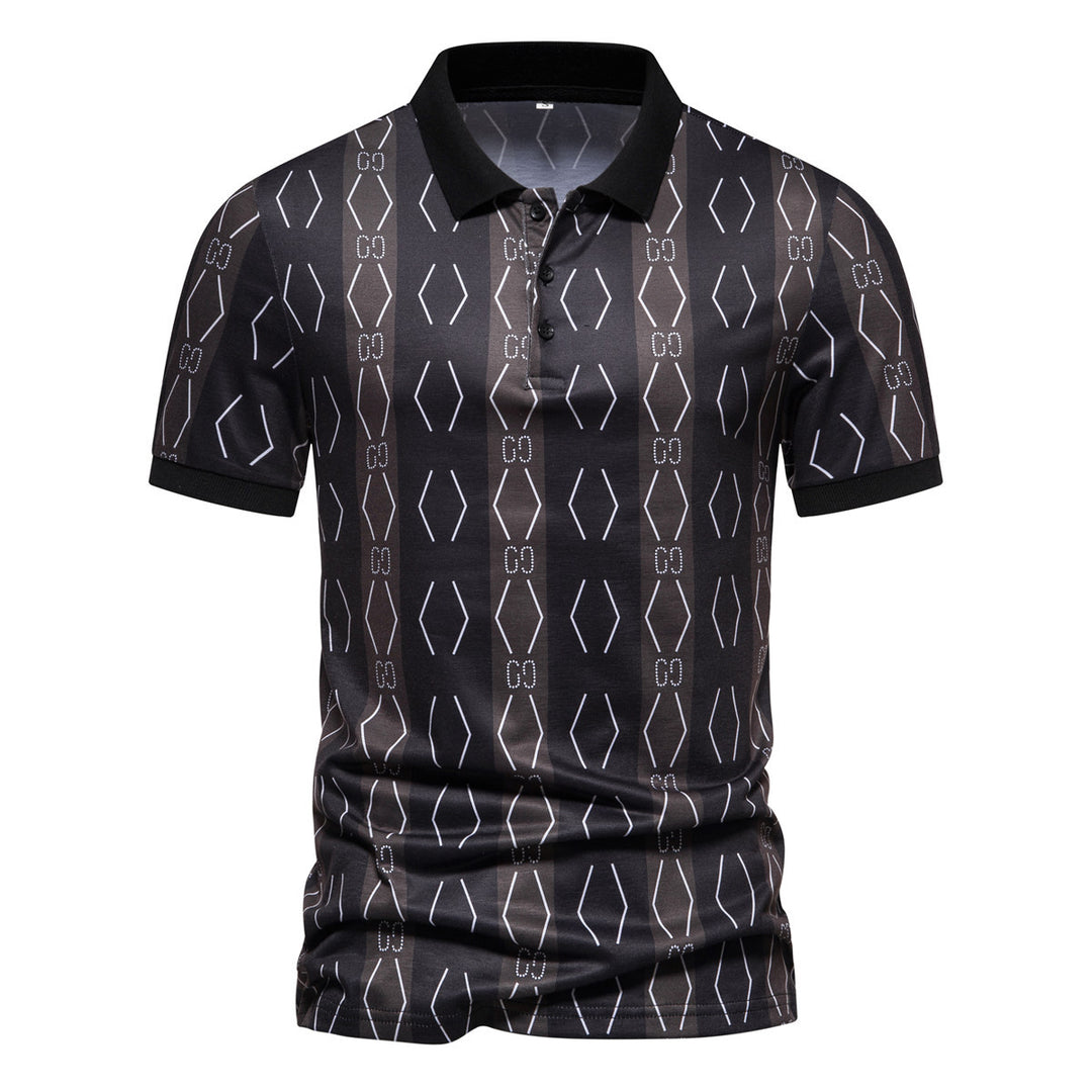 Herren Poloshirt mit einzigartigem grafischen Muster und modernem Kragen Heidi-Mode