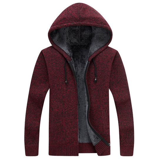 Herren bequeme Fleece-Jacke mit Kapuze und weichem Innenfutter Heidi-Mode