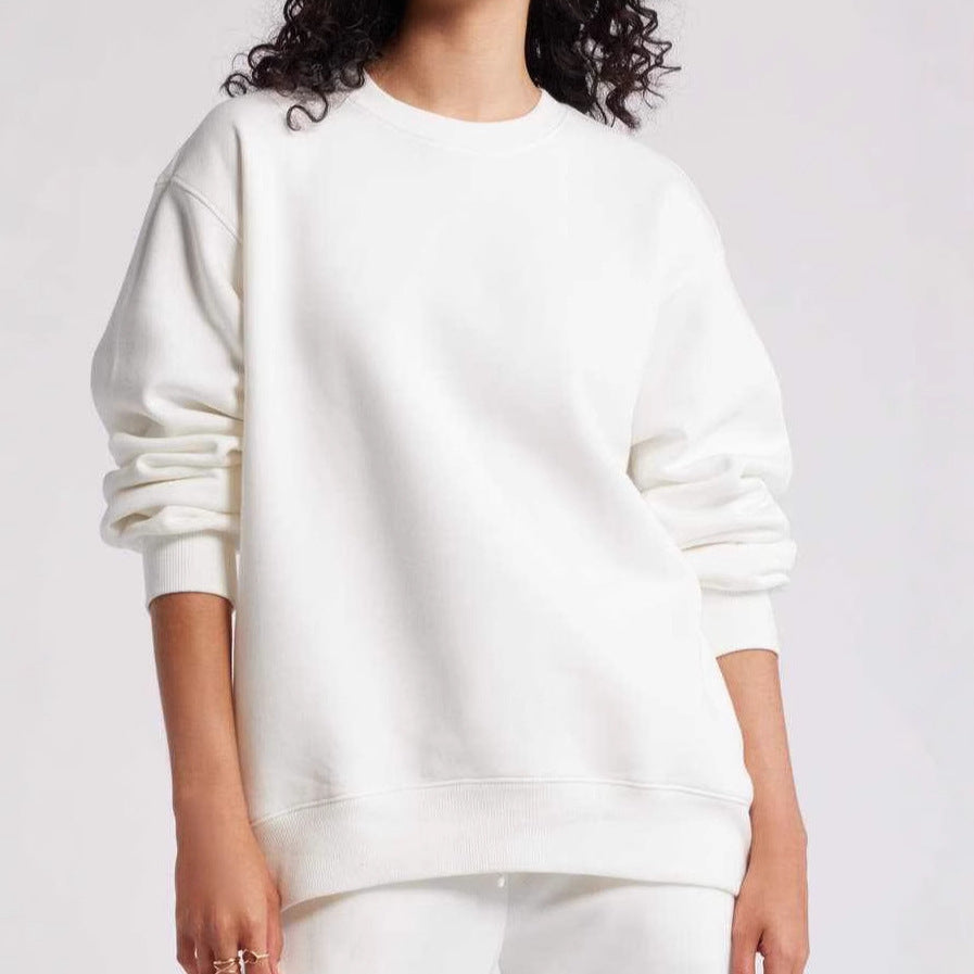 Damen entspannter Sweatshirt mit klassischem Rundhalsausschnitt Heidi-Mode