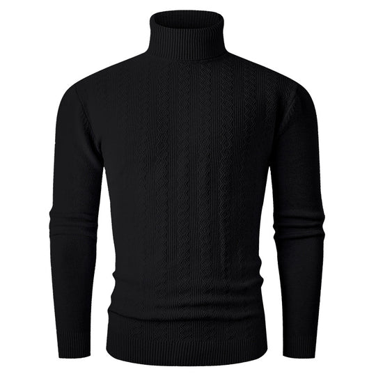 Herren stylischer Rollkragenpullover mit strukturiertem Zopfmuster und hochabschließendem Kragen Heidi-Mode