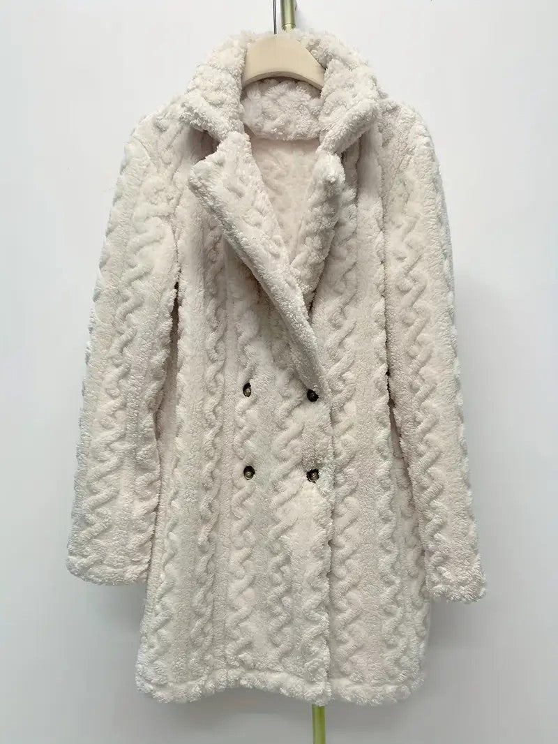 Damen Kapuzenmantel mit strukturiertem Design und großen Knöpfen Heidi-Mode