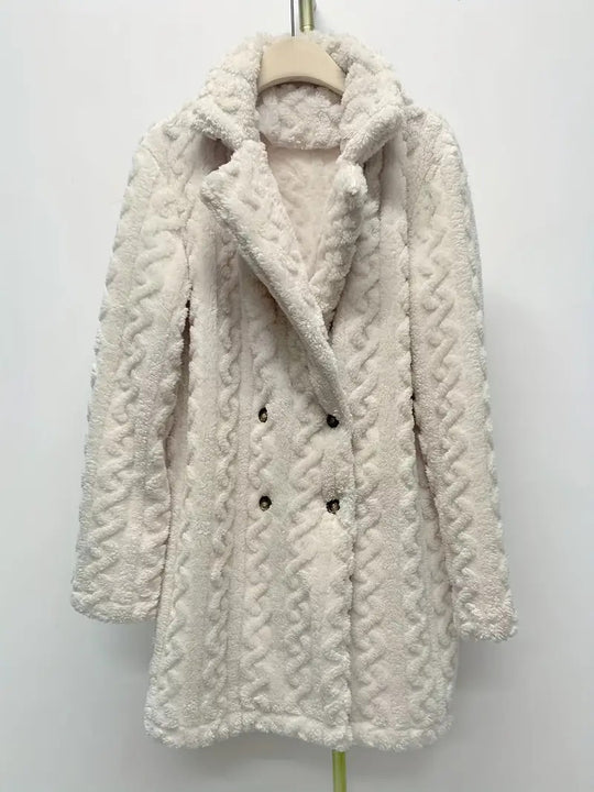 Damen Kapuzenmantel mit strukturiertem Design und großen Knöpfen Heidi-Mode