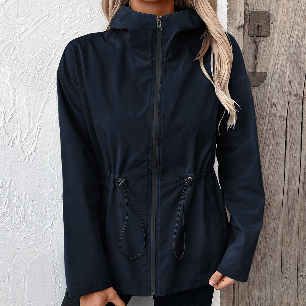 Damen leichte Kapuzenjacke mit einstellbarem Bund Heidi-Mode