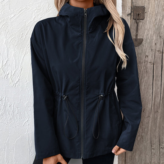 Damen leichte Kapuzenjacke mit einstellbarem Bund Heidi-Mode