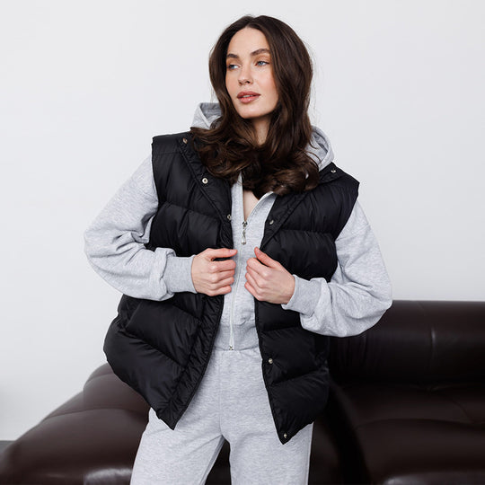 Damen gesteppte Weste mit gebürstetem Flanell-Hemd Heidi-Mode