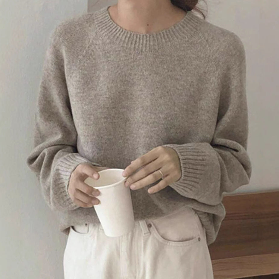 Damen Gemütlicher Rundhals-Pullover aus hochwertigem Stoff Heidi-Mode