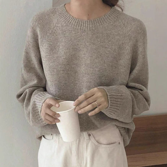 Damen Gemütlicher Rundhals-Pullover aus hochwertigem Stoff Heidi-Mode