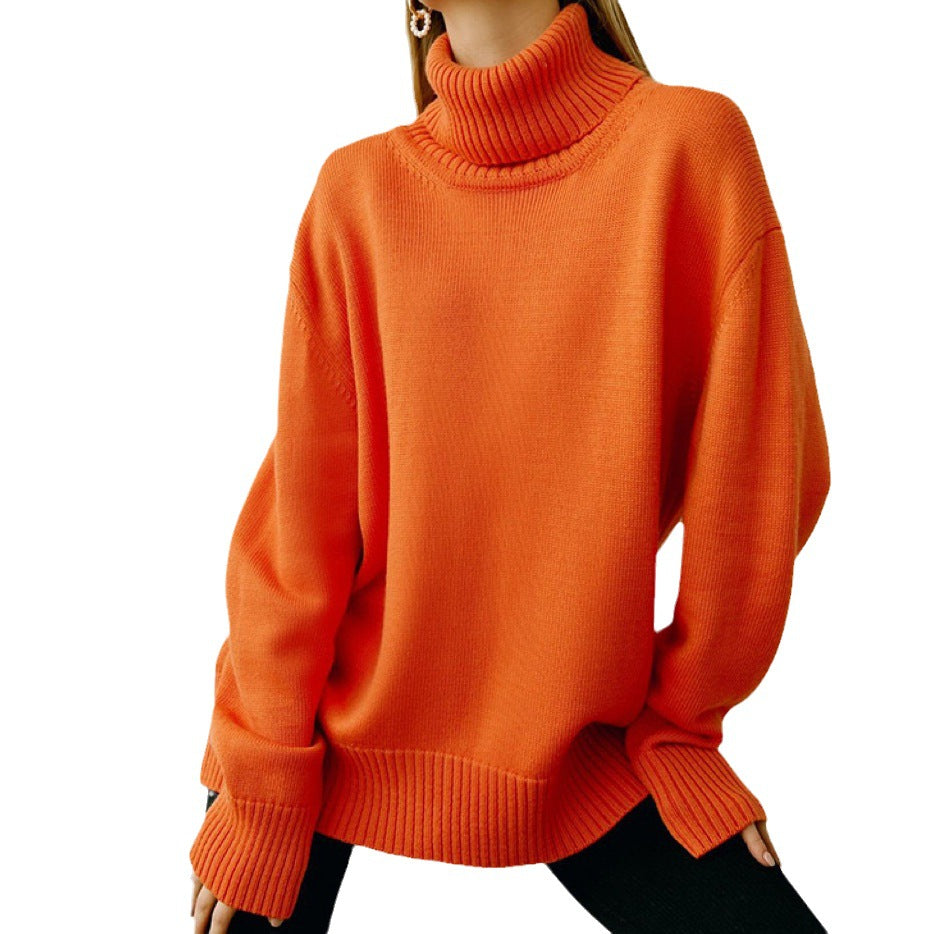 Damen Oversized Rollkragenpullover mit Rippstruktur Heidi-Mode