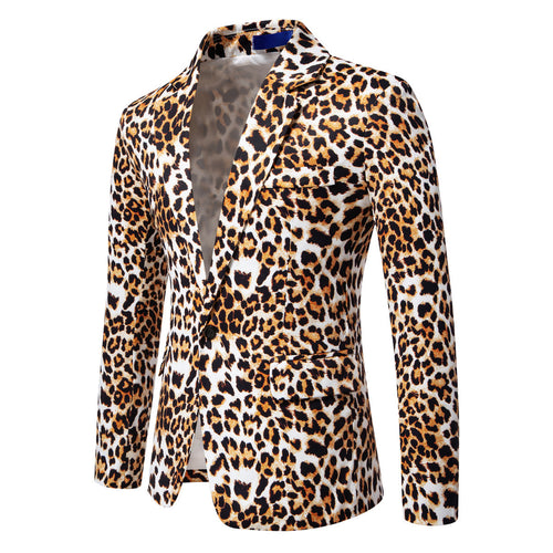 Herren stilvoller Blazer mit animalischem Muster und schmaler Passform Heidi-Mode
