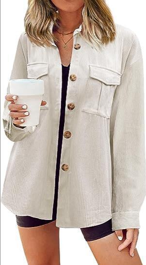 Damen Cordhemdjacke mit doppelter Brusttasche Heidi-Mode