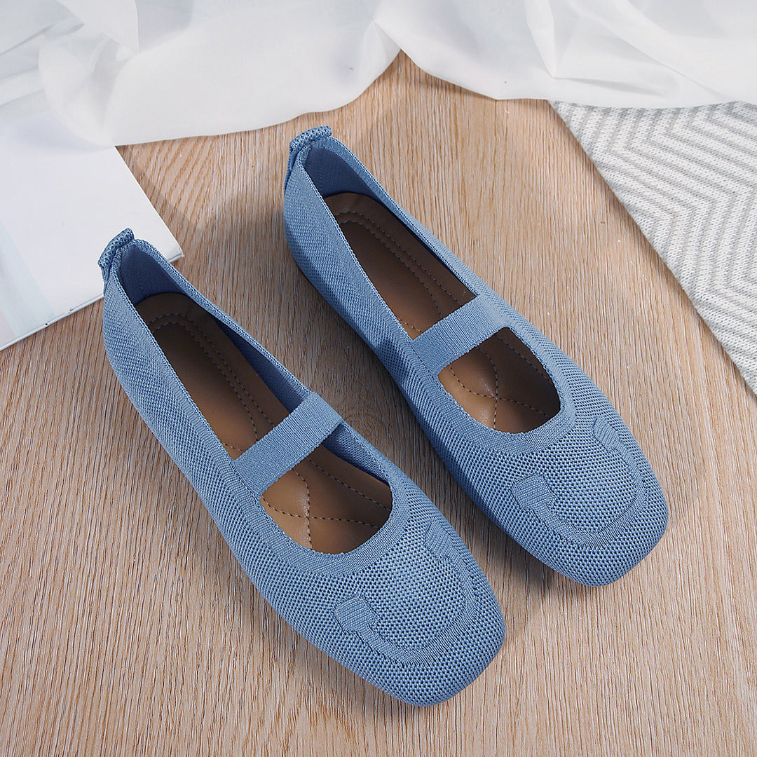 Damen atmungsaktive Ballerinas mit flexiblem Gummi-Obermaterial und verstellbarem Riemen Heidi-Mode