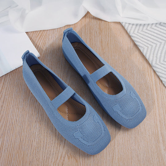 Damen atmungsaktive Ballerinas mit flexiblem Gummi-Obermaterial und verstellbarem Riemen Heidi-Mode