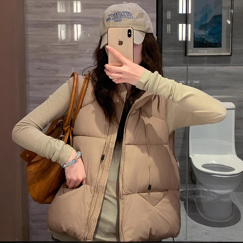 Damen Steppweste mit hohem Kragen und übergroßem Schnitt Heidi-Mode