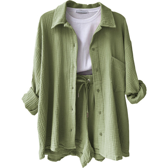 Damen lässige Oversized-Hemdjacke mit Gürtel Heidi-Mode